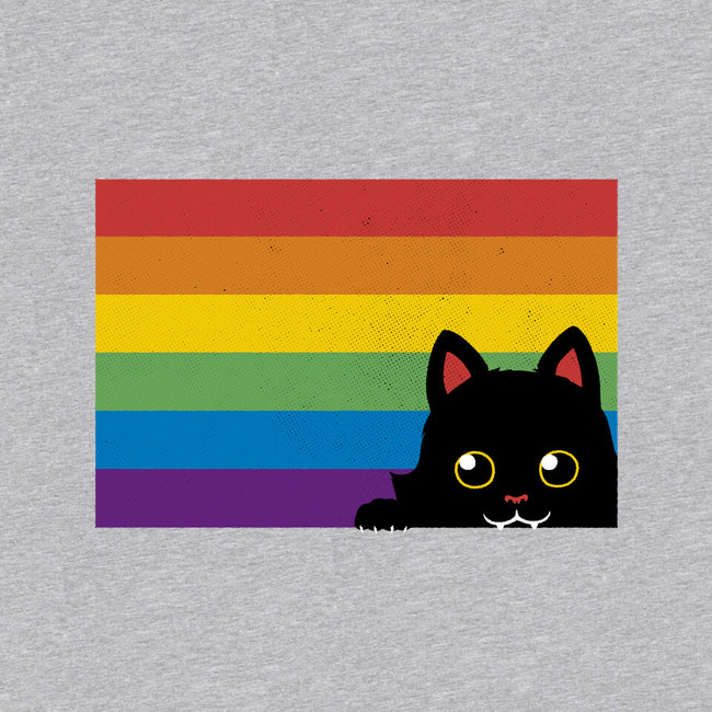 Peeking Cat Rainbow Pride Flag-Mens-Basic-Tee-tobefonseca
