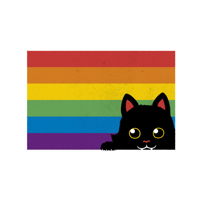 Peeking Cat Rainbow Pride Flag-Womens-Basic-Tee-tobefonseca