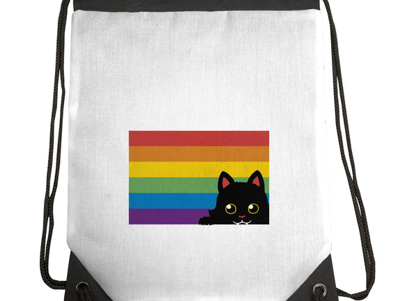 Peeking Cat Rainbow Pride Flag