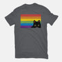 Peeking Cat Rainbow Pride Flag-Mens-Heavyweight-Tee-tobefonseca