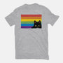 Peeking Cat Rainbow Pride Flag-Mens-Basic-Tee-tobefonseca