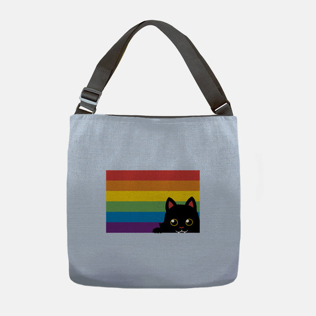 Peeking Cat Rainbow Pride Flag-None-Adjustable Tote-Bag-tobefonseca