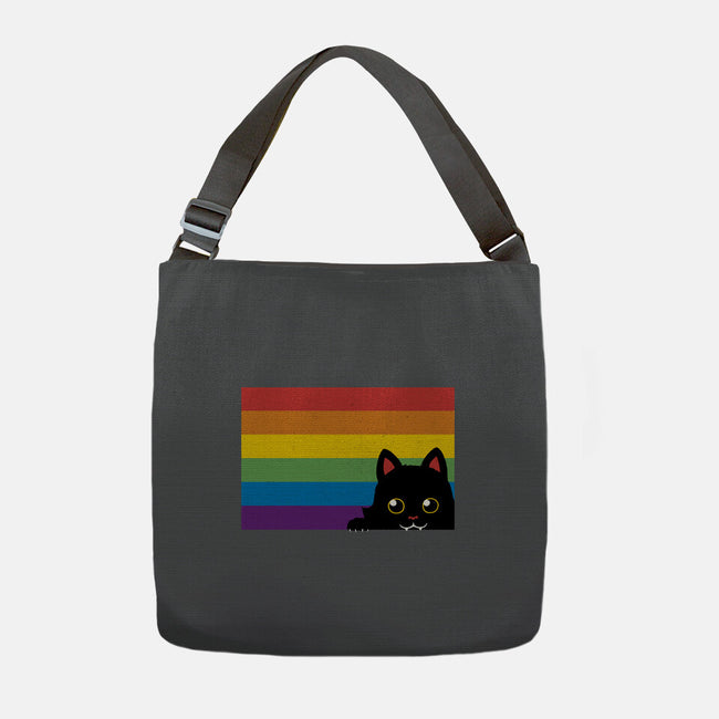 Peeking Cat Rainbow Pride Flag-None-Adjustable Tote-Bag-tobefonseca