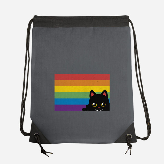 Peeking Cat Rainbow Pride Flag-None-Drawstring-Bag-tobefonseca