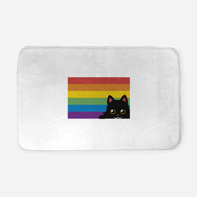 Peeking Cat Rainbow Pride Flag-None-Memory Foam-Bath Mat-tobefonseca