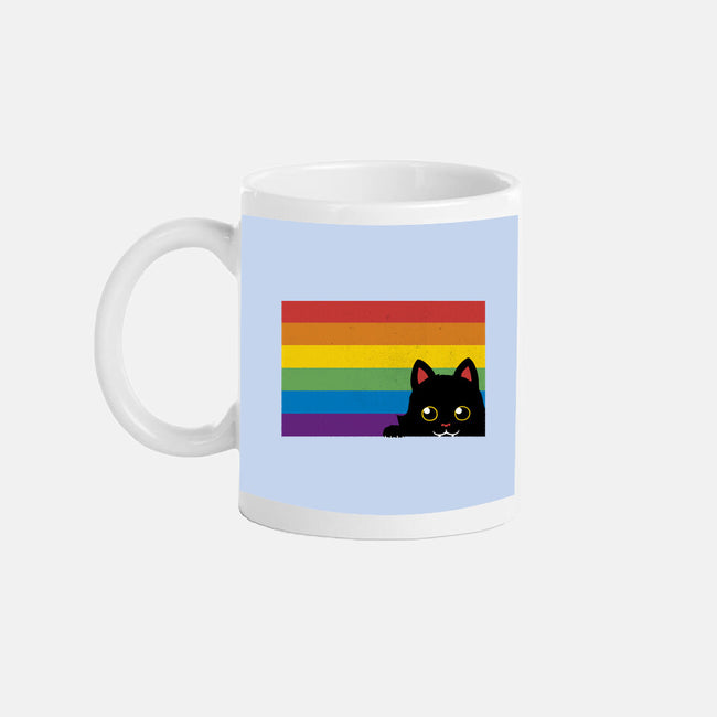 Peeking Cat Rainbow Pride Flag-None-Mug-Drinkware-tobefonseca