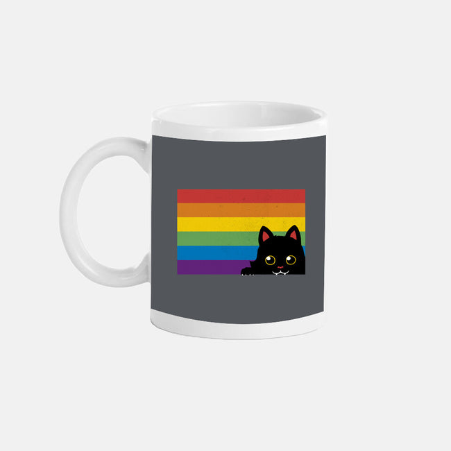 Peeking Cat Rainbow Pride Flag-None-Mug-Drinkware-tobefonseca