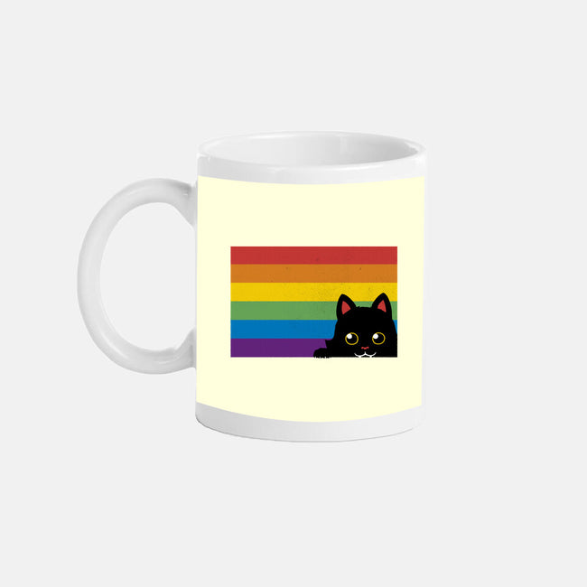 Peeking Cat Rainbow Pride Flag-None-Mug-Drinkware-tobefonseca