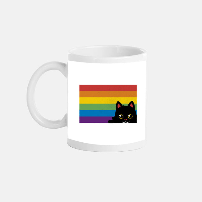 Peeking Cat Rainbow Pride Flag-None-Mug-Drinkware-tobefonseca