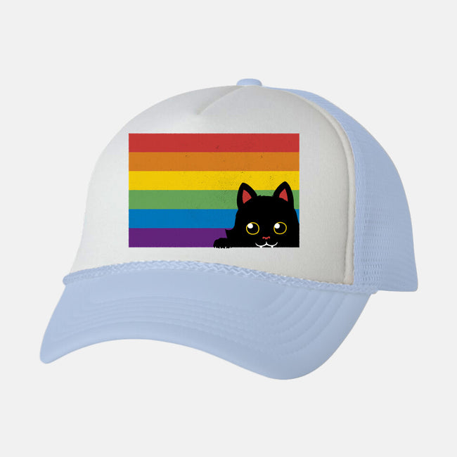 Peeking Cat Rainbow Pride Flag-Unisex-Trucker-Hat-tobefonseca