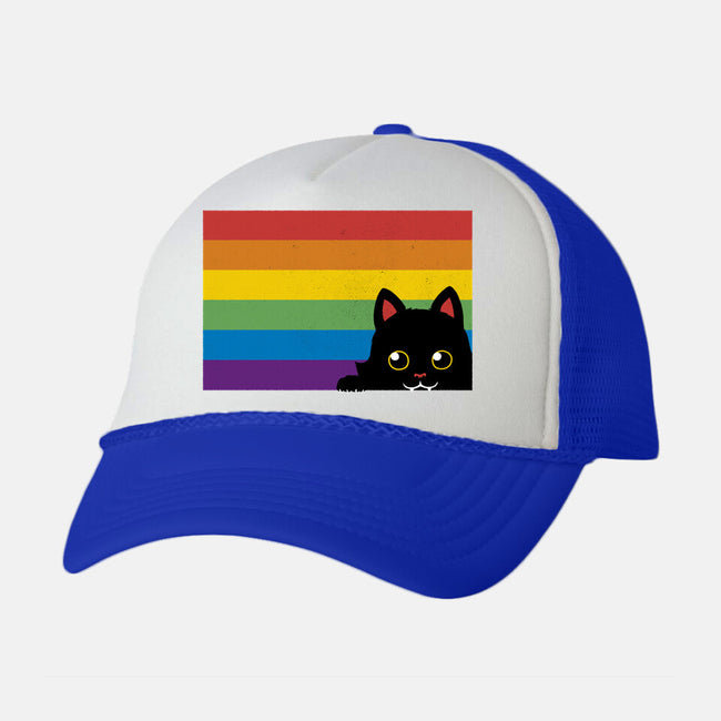 Peeking Cat Rainbow Pride Flag-Unisex-Trucker-Hat-tobefonseca