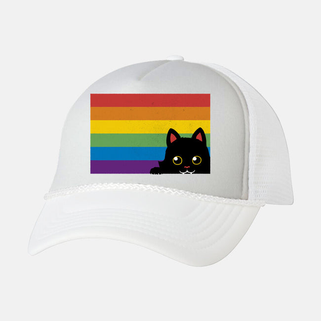 Peeking Cat Rainbow Pride Flag-Unisex-Trucker-Hat-tobefonseca