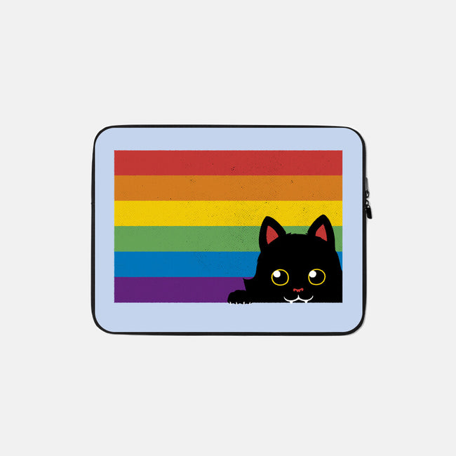 Peeking Cat Rainbow Pride Flag-None-Zippered-Laptop Sleeve-tobefonseca