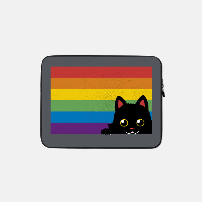 Peeking Cat Rainbow Pride Flag-None-Zippered-Laptop Sleeve-tobefonseca