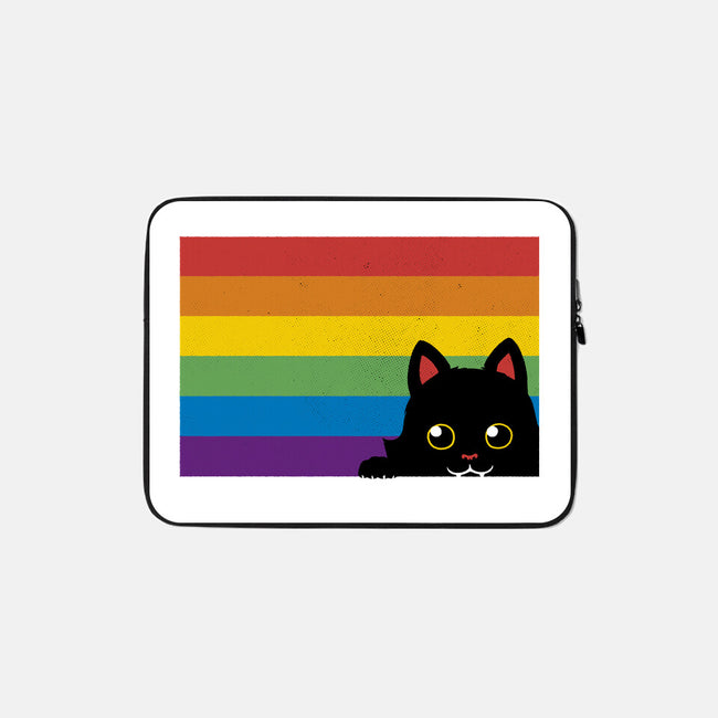 Peeking Cat Rainbow Pride Flag-None-Zippered-Laptop Sleeve-tobefonseca