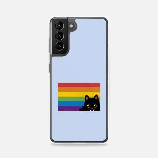 Peeking Cat Rainbow Pride Flag-Samsung-Snap-Phone Case-tobefonseca