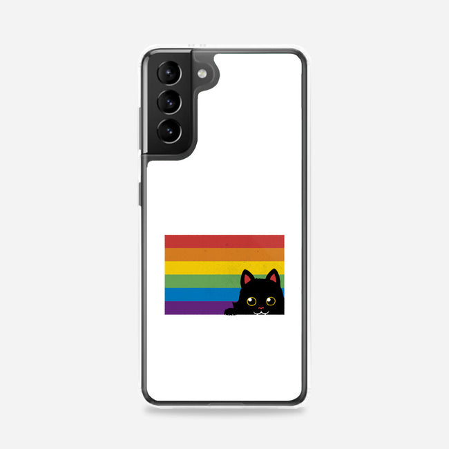 Peeking Cat Rainbow Pride Flag-Samsung-Snap-Phone Case-tobefonseca