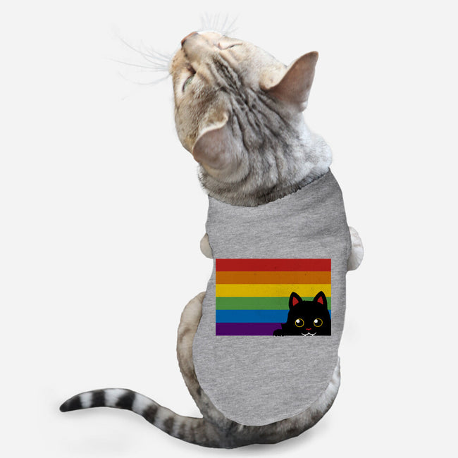 Peeking Cat Rainbow Pride Flag-Cat-Basic-Pet Tank-tobefonseca