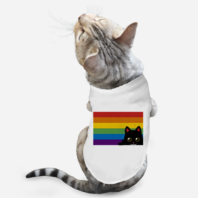 Peeking Cat Rainbow Pride Flag-Cat-Basic-Pet Tank-tobefonseca