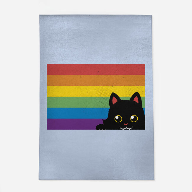 Peeking Cat Rainbow Pride Flag-None-Indoor-Rug-tobefonseca