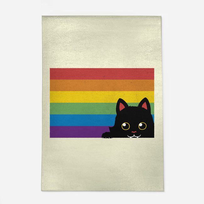 Peeking Cat Rainbow Pride Flag-None-Indoor-Rug-tobefonseca
