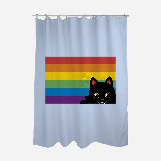 Peeking Cat Rainbow Pride Flag-None-Polyester-Shower Curtain-tobefonseca