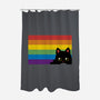 Peeking Cat Rainbow Pride Flag-None-Polyester-Shower Curtain-tobefonseca