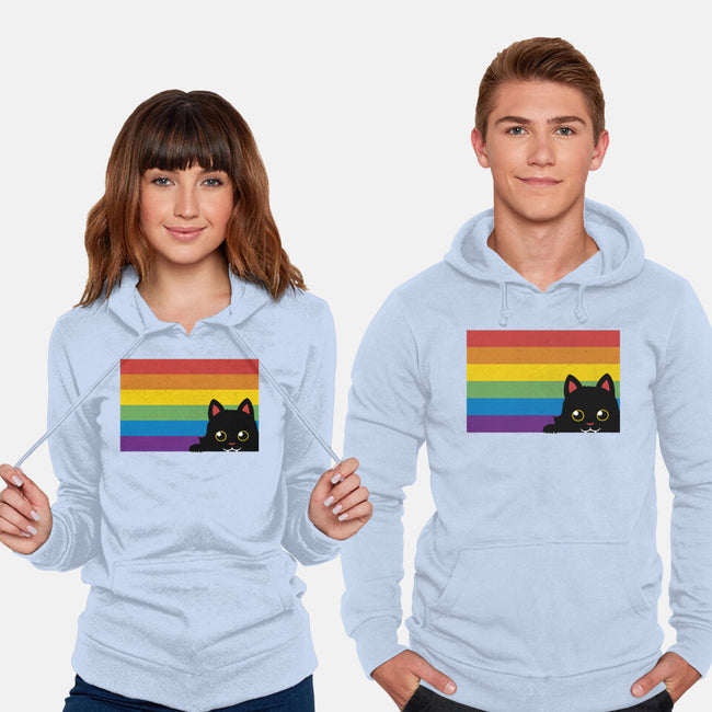 Peeking Cat Rainbow Pride Flag-Unisex-Pullover-Sweatshirt-tobefonseca