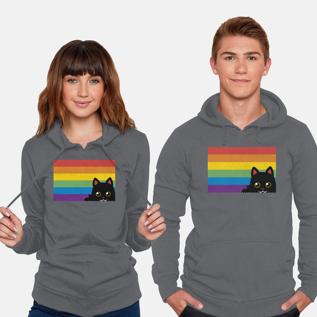 Peeking Cat Rainbow Pride Flag-Unisex-Pullover-Sweatshirt-tobefonseca