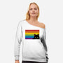 Peeking Cat Rainbow Pride Flag-Womens-Off Shoulder-Sweatshirt-tobefonseca