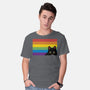 Peeking Cat Rainbow Pride Flag-Mens-Basic-Tee-tobefonseca