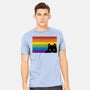 Peeking Cat Rainbow Pride Flag-Mens-Heavyweight-Tee-tobefonseca