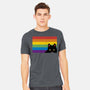 Peeking Cat Rainbow Pride Flag-Mens-Heavyweight-Tee-tobefonseca