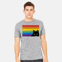 Peeking Cat Rainbow Pride Flag-Mens-Heavyweight-Tee-tobefonseca