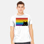 Peeking Cat Rainbow Pride Flag-Mens-Heavyweight-Tee-tobefonseca