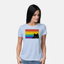 Peeking Cat Rainbow Pride Flag-Womens-Basic-Tee-tobefonseca