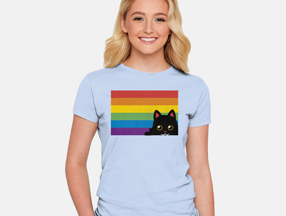 Peeking Cat Rainbow Pride Flag