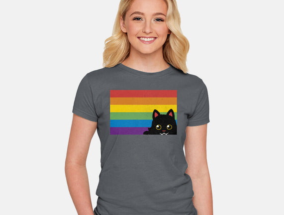 Peeking Cat Rainbow Pride Flag