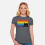 Peeking Cat Rainbow Pride Flag-Womens-Fitted-Tee-tobefonseca