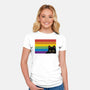 Peeking Cat Rainbow Pride Flag-Womens-Fitted-Tee-tobefonseca