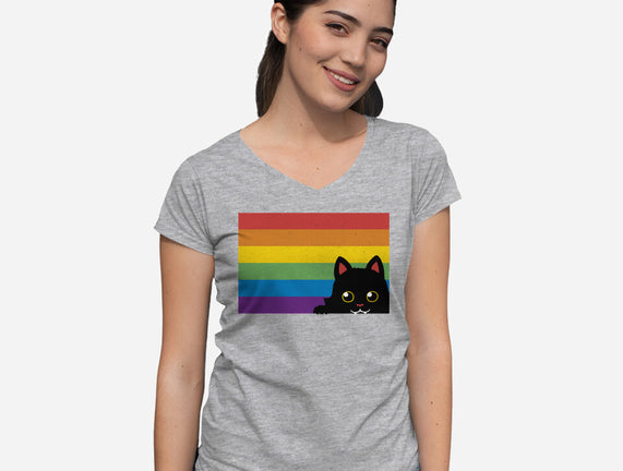 Peeking Cat Rainbow Pride Flag