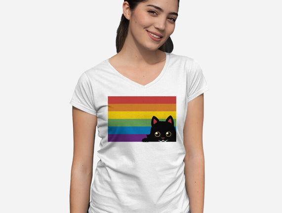 Peeking Cat Rainbow Pride Flag