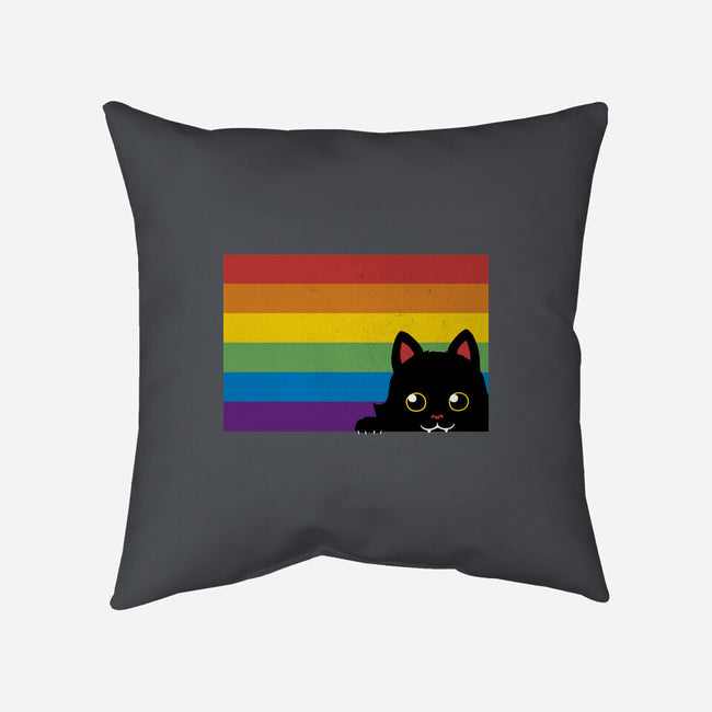 Peeking Cat Rainbow Pride Flag-None-Removable Cover w Insert-Throw Pillow-tobefonseca