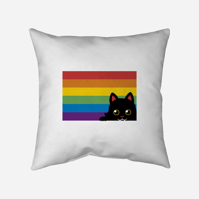 Peeking Cat Rainbow Pride Flag-None-Removable Cover w Insert-Throw Pillow-tobefonseca