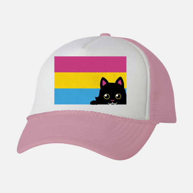 Peeking Cat Pan Flag-Unisex-Trucker-Hat-tobefonseca