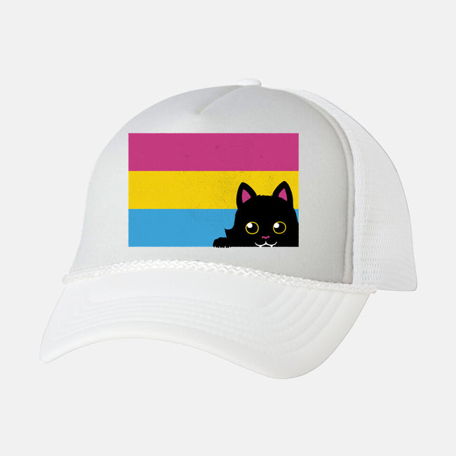 Peeking Cat Pan Flag-Unisex-Trucker-Hat-tobefonseca