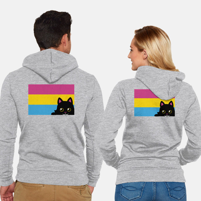 Peeking Cat Pan Flag-Unisex-Zip-Up-Sweatshirt-tobefonseca