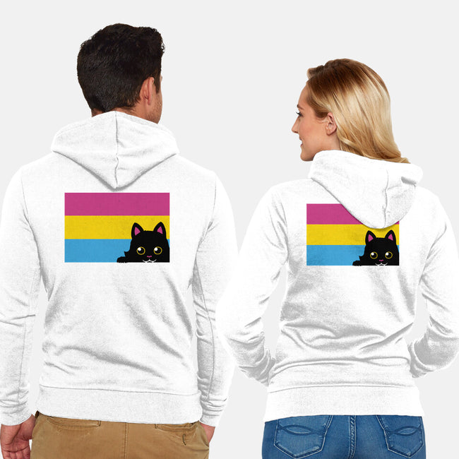 Peeking Cat Pan Flag-Unisex-Zip-Up-Sweatshirt-tobefonseca