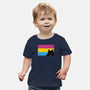 Peeking Cat Pan Flag-Baby-Basic-Tee-tobefonseca