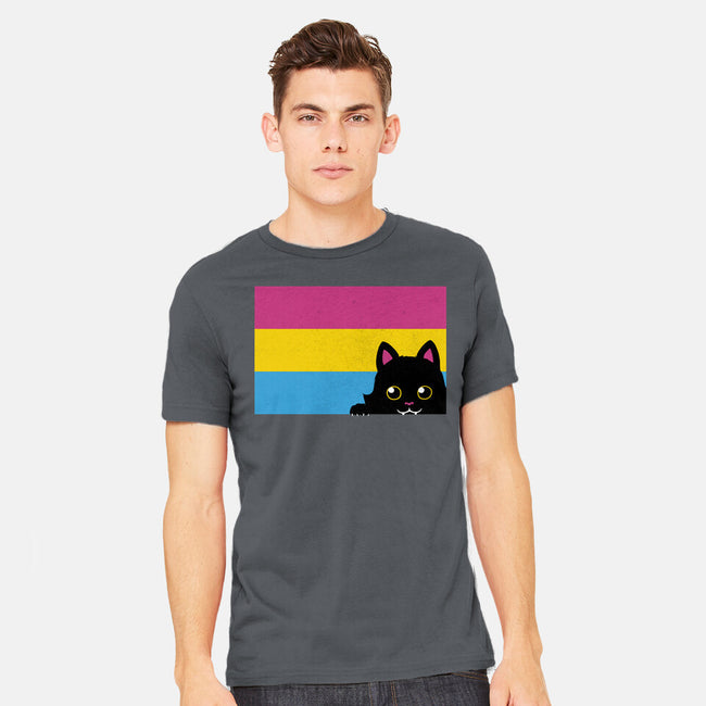 Peeking Cat Pan Flag-Mens-Heavyweight-Tee-tobefonseca